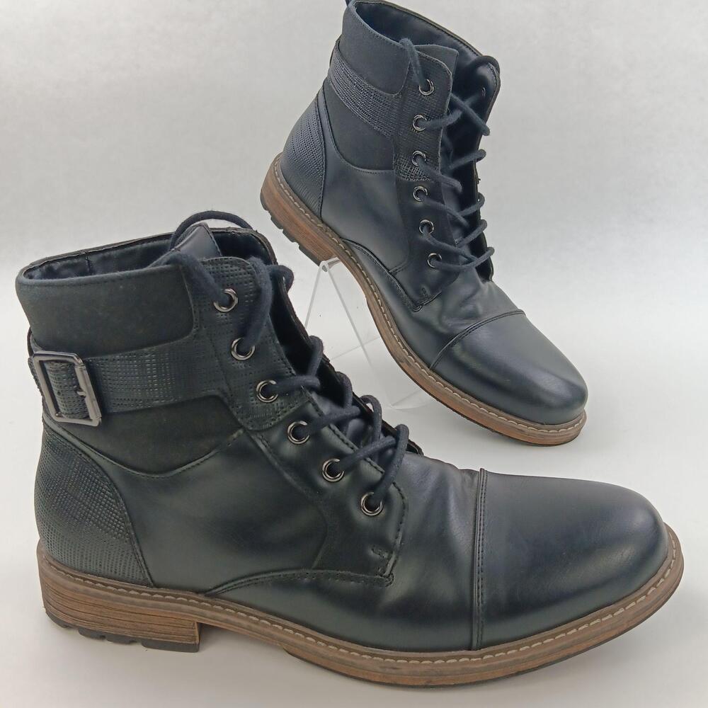 Arizona Jean Co Combat Boots Mens Size 10 Black Ankle Lace Up Buckle AZ Lautner